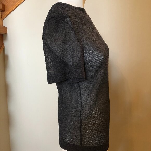 D'ERRICO Trend Designer Short Sleeve Boat Neck Knit Top Charcoal Grey Sz S - Picture 3 of 6